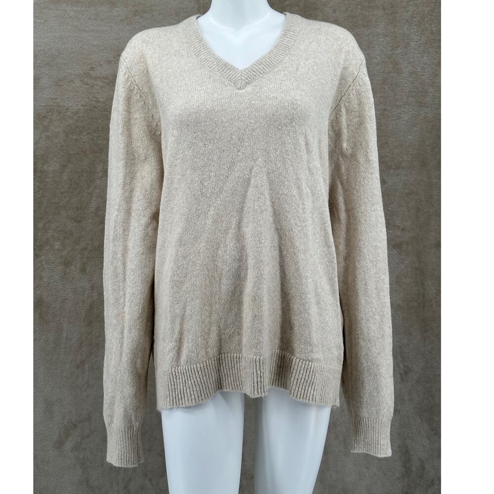 American Eagle Sweater Mens XL Tan Knit V-Neck Stretch Neutral Travel Preppy NWT